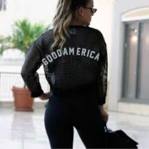 NWT Good American Sheer Black Silver The Warrior Crop size 3 (Large)